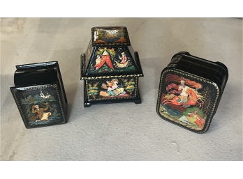 (3) RUSSIAN LACQUER MINIATURE BOXES