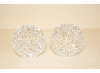 Pair Of Waterford Crystal Ball Candle Sticks