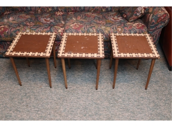 2 Vintage Wood Inlaid Tables