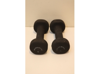 Pair Of Major Sport Black Hand Weights Dumbbells 5 Lbs.