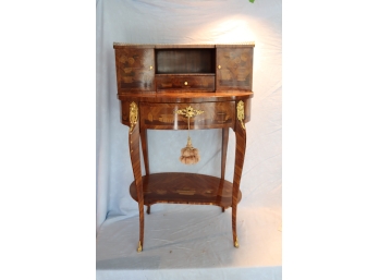 Vintage French Inlaided Wooden Vanity Table Makeup Desk