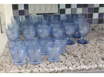 Lot Of 27 Blue Drinking Glasses