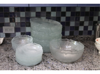 Vintage Clear Glass Cabbage Plates And Bowls