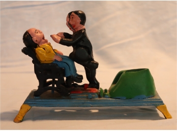 Vintage Cast Iron - Dentist Pulling Teeth - Mechanical Coin Bank Vintage Reproduction