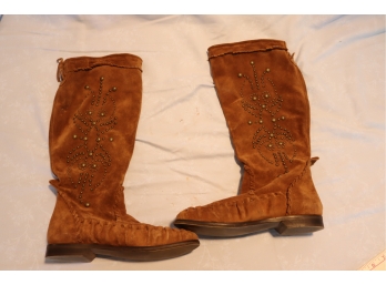 Vintage Brown Suede Boots Size 38