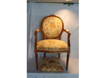 Vintage Upholstered Chair Wood Framed