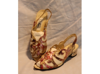 FERNANDO PENSATO ITALY LADIES SLINGBACK WEDGE SHOES, SIZE 38 1/2