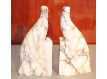 Pair Of Marble Bird Bookends