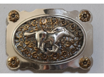 Nickel Silver Horse Belt Buckle