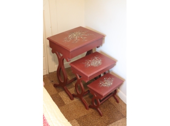 3 Vintage Red Nesting Tables