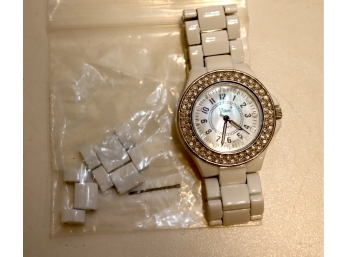 Women's White Vivani Enamel Watch With Extra Links.  (MF-2)