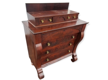 Antique Empire Chest Of Drawers With Ornate Brass Hardware