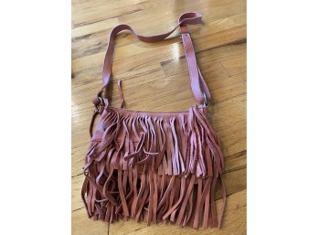 Pink Suede Fringe Handbag