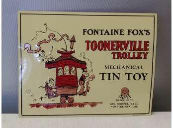 Toonerville Trolley Embossed Tin Sign