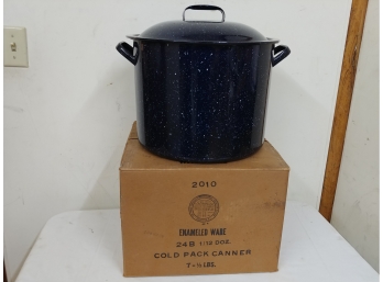 Blue Enamelware To Handle Pot Like New With Box