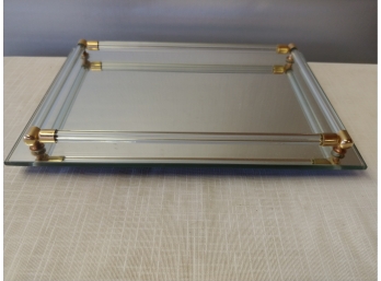 Footed Mirrored Dresser Tray