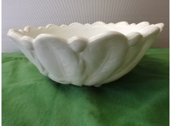 9 In Footed  Milk Glass Pattern Glass Bowl