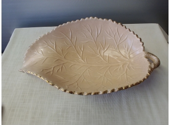 14in Mid-century California Pottery Leaf Bowl