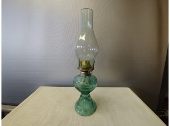 Miniature Teal Glass Oil Lamp