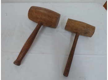 Two Antique Wooden Mallets