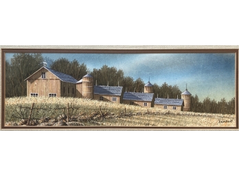 Original Watercolor On Paper Signed Lambert Barns And Silos