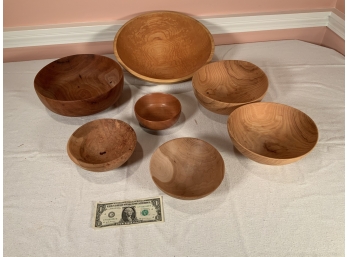 7 Hand Made & Signed Wood Bowls