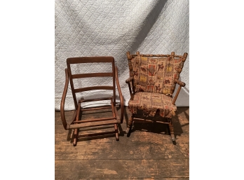 Antique Rocking Chair And An Antique Plantation Cane Chair