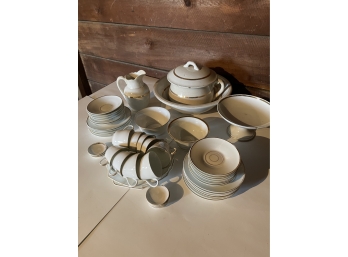 Antique China 48 Pieces (All Of The Pieces Are Damaged Except Cups, Two Salad Plates And The Large Bowl)