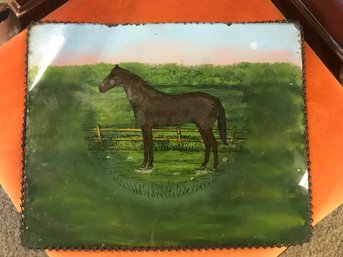 220 - Reverse Painted Horse In Field