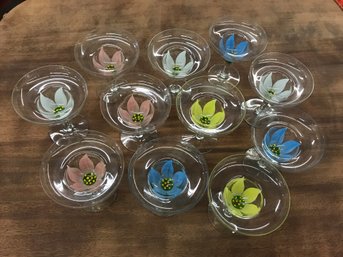 89- Floral Paint Decorated Margarita Glasses