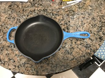 62 - Blue Enamel Le Creuset Fry Pan