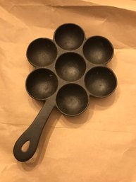 219 - Antique Cast Iron Pan Eggs ? Abelskivers !