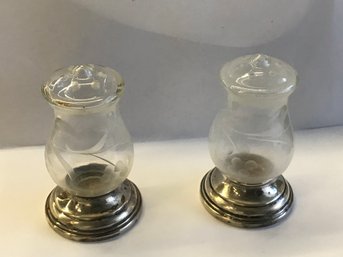 314 - Sterling And Glass Shakers