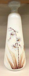 96 - Satin Glass Vase With Floral Decoration