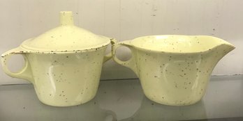 90 - Mid Century Confetti Creamer And Sugar Imperial Ware