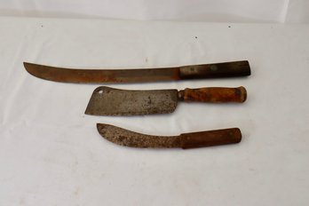 57- 2 Butcher Knives And A Cleaver