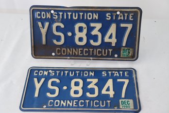 74a Pair CT License Plates