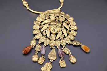 201-1970's Aztec Costume Jewelry Necklace