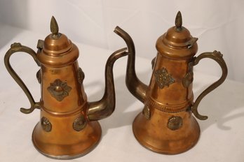 250. Pair Copper Brass Coffee Pots