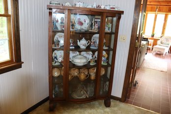 22- Antique Oak China Closet Or Display Cabinet