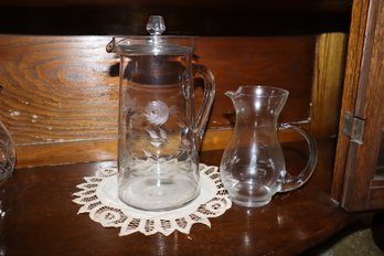 51-Ice Tea Pot And Pitcher Wheel Cut Rose