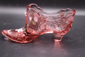 110 - Fenton Glass Decorated Slipper