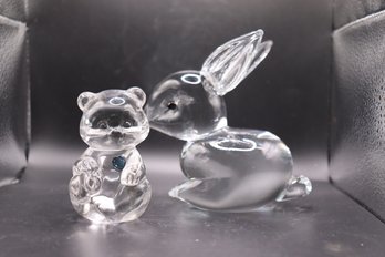 117 - Rabbit And Bear Crystal Figures