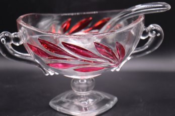 127 - Ruby And Crystal Flashed Serving Bowl