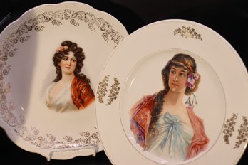 27 - Two Art Nouveau Porcelain Plates Women