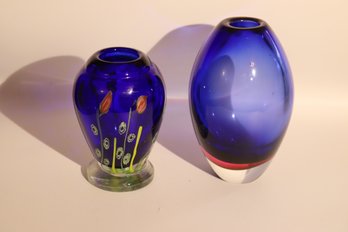 37 - Two Art Glass Paperweight Vases