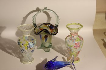 53 - Decorative Glass Lot Dolphin