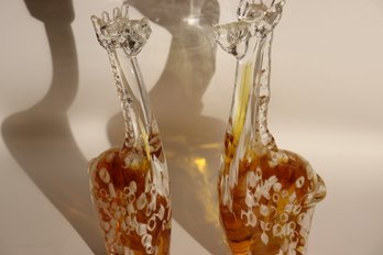 63 - Pair Murano Glass Giraffe Figures