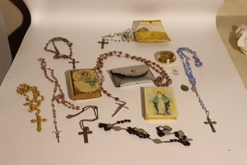 68 - Religious Lot Rosary Beads Etc