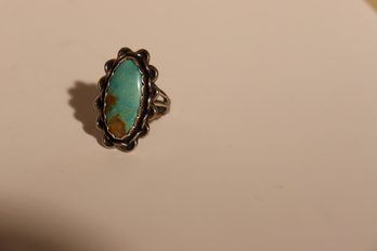 70 - Silver And Turquoise Native American Ring